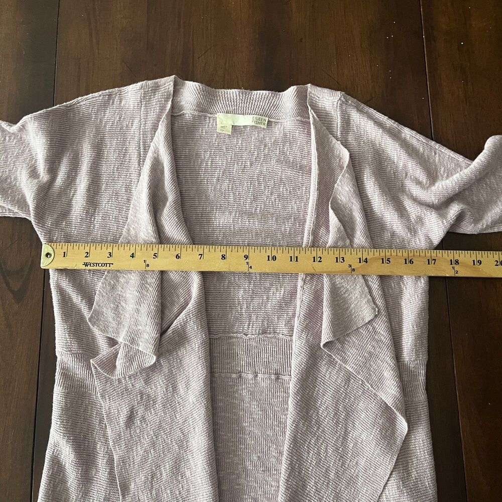 Eileen Fisher Cotton Linen Blend Open Front Drape Cardigan Purple Women's XS - Picture 4 of 9